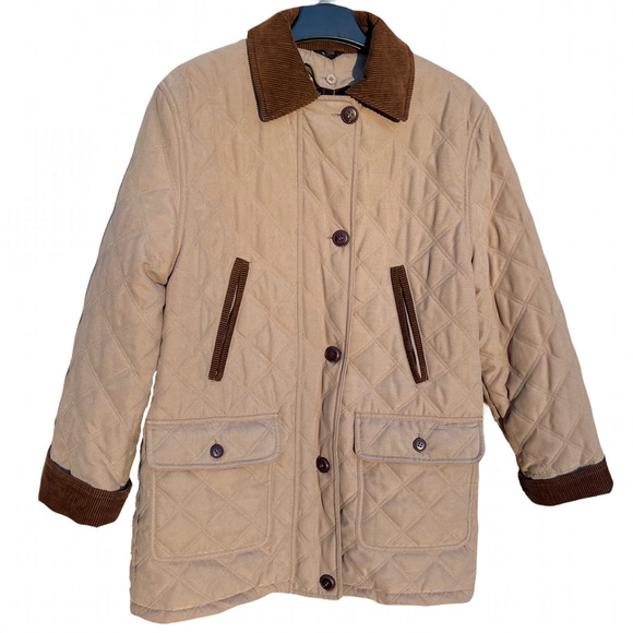 Vintage utex quilted barn jacket khaki w brown corduroy + removable liner est XL - Picture 4 of 8